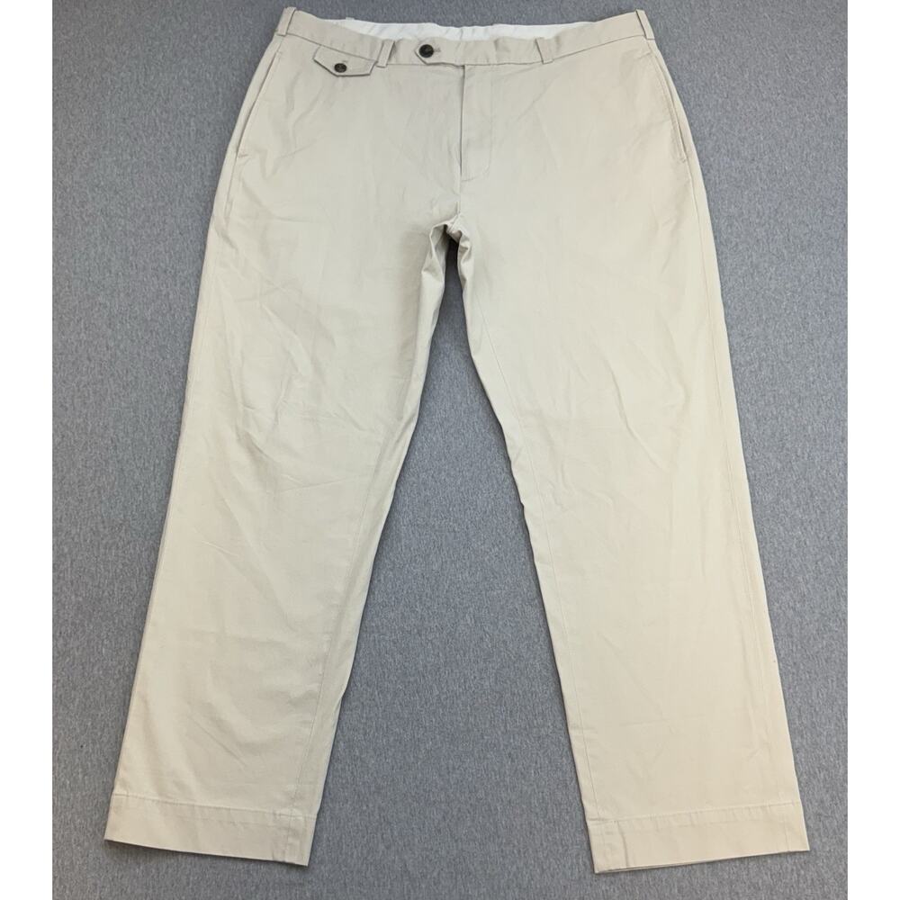 Brooks Brothers Pants Mens 38 x 30 Beige Cotton Blend Stretch Clark Flat Front